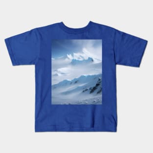 Pristine serene white winter mountains and clear blue skies ! Kids T-Shirt